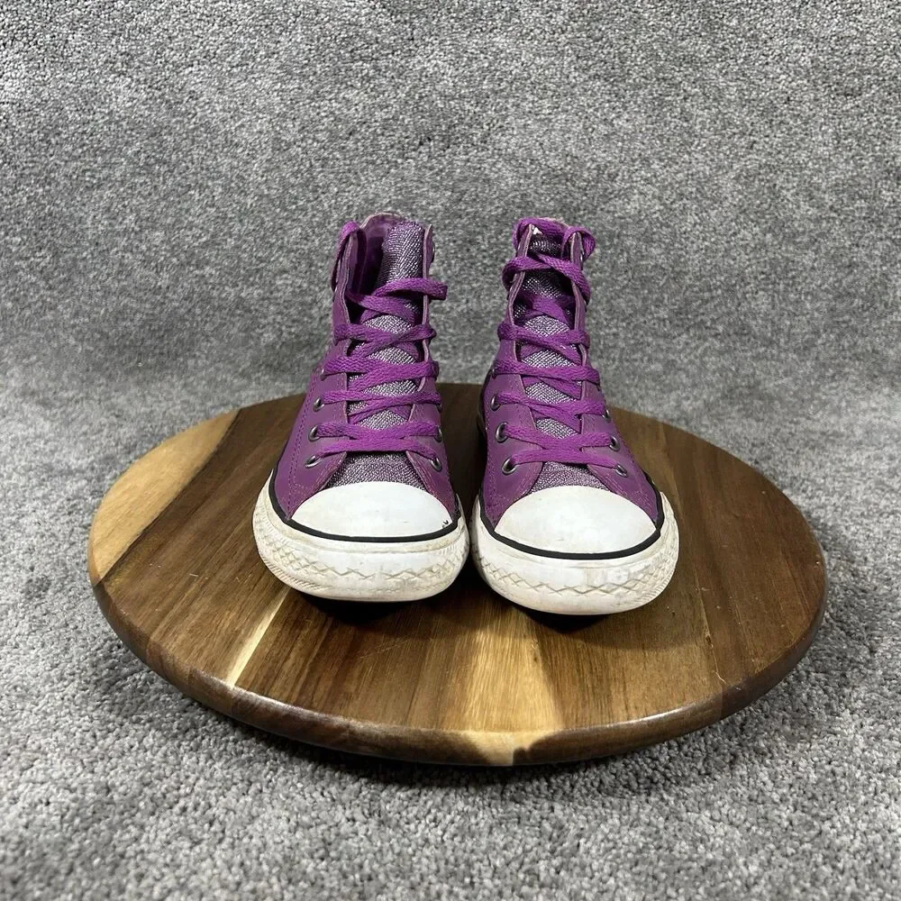 Converse CT All Star 662298C Girls Size 3.5 Graphite Glitter Icon Violet Shoes